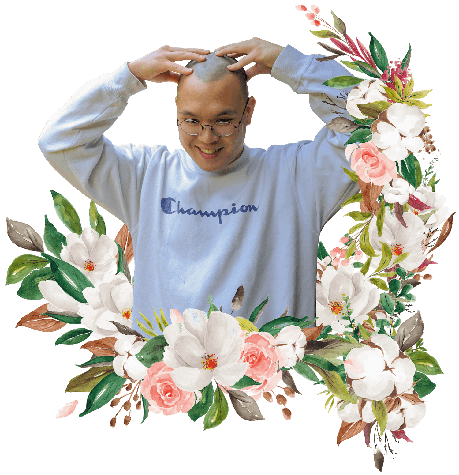 bald floral carl